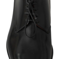 Black Leather Derby Dress Mens Shoes