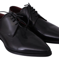 Black Leather Derby Dress Mens Shoes