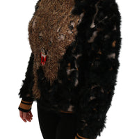 Black Rabbit Fur Pullover Wool Sweater