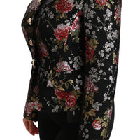 Black Floral Brocade Coat Blazer Jacket