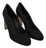 Black Jacquard Block High Heels Pumps Shoes