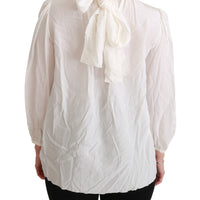 White Turtle Neck Blouse Shirt Silk Top