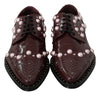 Bordeaux Leather Crystal Pearls Formal Shoes