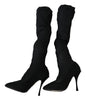 Black Tulle Stretch Knee Socks Boots Shoes
