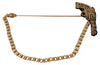 Gold Brass Copper Revolver Gun Chain  Lapel Pin Brooch