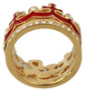 Gold Brass Crystal DG CROWN Statement Ring