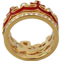 Gold Brass Crystal DG CROWN Statement Ring