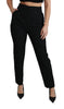 Black Tapered High Waist Brocade Pants