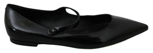 Black Leather Flats Ballerina Mary Jane Shoes