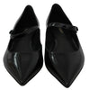 Black Leather Flats Ballerina Mary Jane Shoes