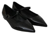 Black Leather Flats Ballerina Mary Jane Shoes