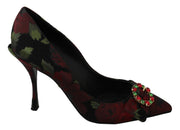 Black Rose Jacquard Pumps Crystal Shoes