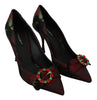 Black Rose Jacquard Pumps Crystal Shoes