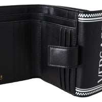 Black Leather Button Wallet