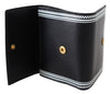 Black Leather Button Wallet