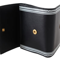 Black Leather Button Wallet