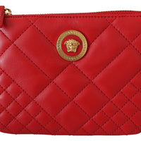 Red Leather Zip Small Pouch Bag