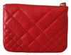 Red Leather Zip Small Pouch Bag