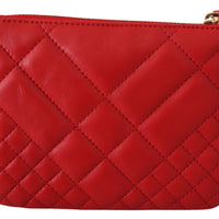 Red Leather Zip Small Pouch Bag