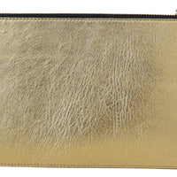 Bronze Leather Zip Small Pouch Bag