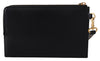 Black Leather Zip Small Pouch Bag