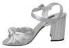 Silver Crystals Leather Heels Sandals Shoes