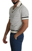 Black White Stripes V-neck Style Polo T-shirt
