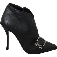 Black Leather Devotion Ankle Boots Shoes