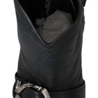 Black Leather Devotion Ankle Boots Shoes