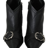 Black Leather Devotion Ankle Boots Shoes