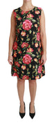 Black Floral Shift A-line Mini Dress