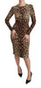 Brown Leopard Bodycon Silk Dress