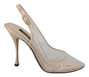 Beige Clear High Heels Slingback PVC Shoes