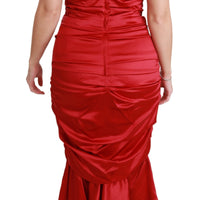 Red Silk Stretch Mermaid Bodycon Dress