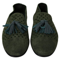 Green Suede Breathable Slippers Loafers Shoes