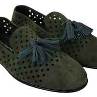 Green Suede Breathable Slippers Loafers Shoes