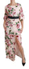Pink Roses Butterfly DG Logo Slit Dress