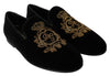 Black Velvet Gold DG Logo Slippers Loafers  Shoes