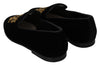 Black Velvet Gold DG Logo Slippers Loafers  Shoes