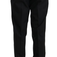 Black Wool One Button Slim Martini Suit