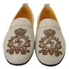 Beige Leather Woven DG Crown Slippers Loafers Shoes