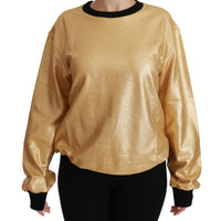 Gold Cotton Crewneck Pullover Sweater