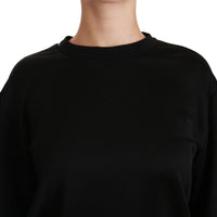 Black Cotton Crewneck Pullover Sweater