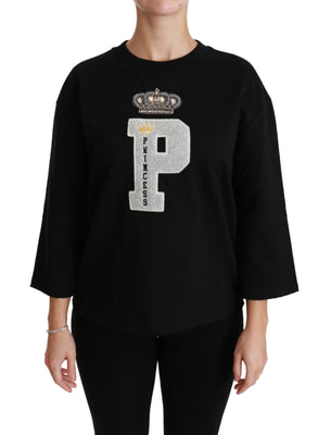 Black Princess Crystal Crown Top Sweater