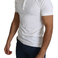 White Cotton Crown Logo Top Polo  T-shirt