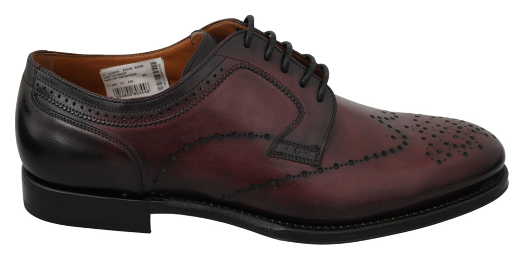 Bordeaux Leather Derby Formal Brogue Shoes
