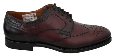 Bordeaux Leather Derby Formal Brogue Shoes