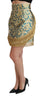 Blue High Waist Jacquard Tassel Gold Skirt