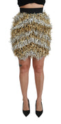 Gold Silver High Waist Fringe Mini  Skirt