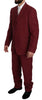 Two Piece 3 Button Bordeaux Linen Solid Suit